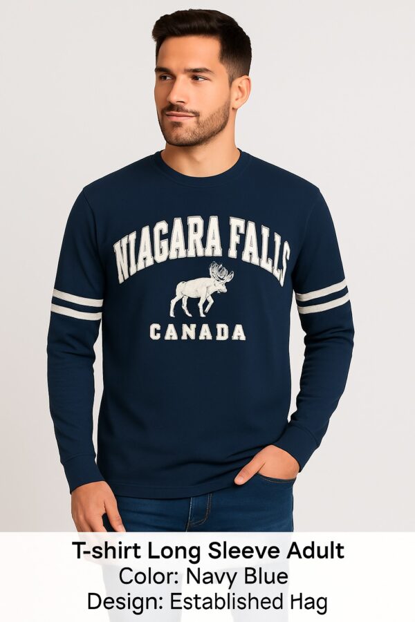 Navy Muscle Moose Niagara Falls Long Sleeve Shirts