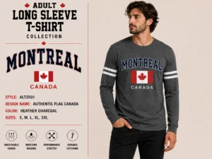 Authentic Flag Canada Montreal Charcoal