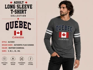 Authentic Flag Canada Quebec Charcoal